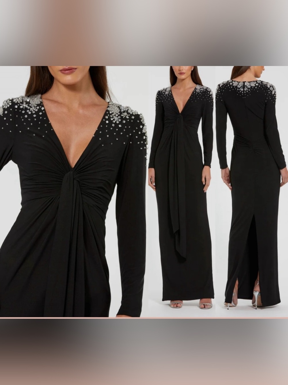 NWT Mac Duggal Ieena 44063 Rhinestone Embellished  Maxi Gown Size Large